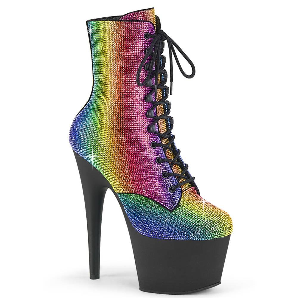 Pleaser - ADORE1020RS Bottes de plateforme, Pole dance chaussures - Arc En Ciel/Noir Product image